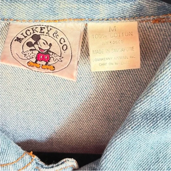 Vintage 90s Disney Mickey & Minnie Sequined Denim JacketUniisex Size Medium